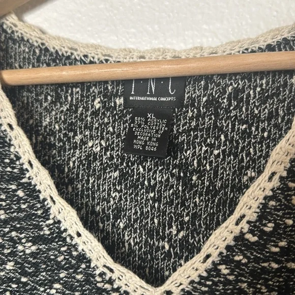 Vintage Y2K INC Pull Over Knit V Cut Sweater Tank Top Chunky Size L/XL Black - Picture 3 of 5